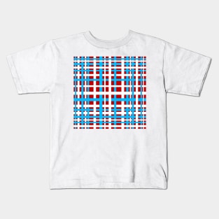 Interlocking Stripes White Red Light Blue Kids T-Shirt